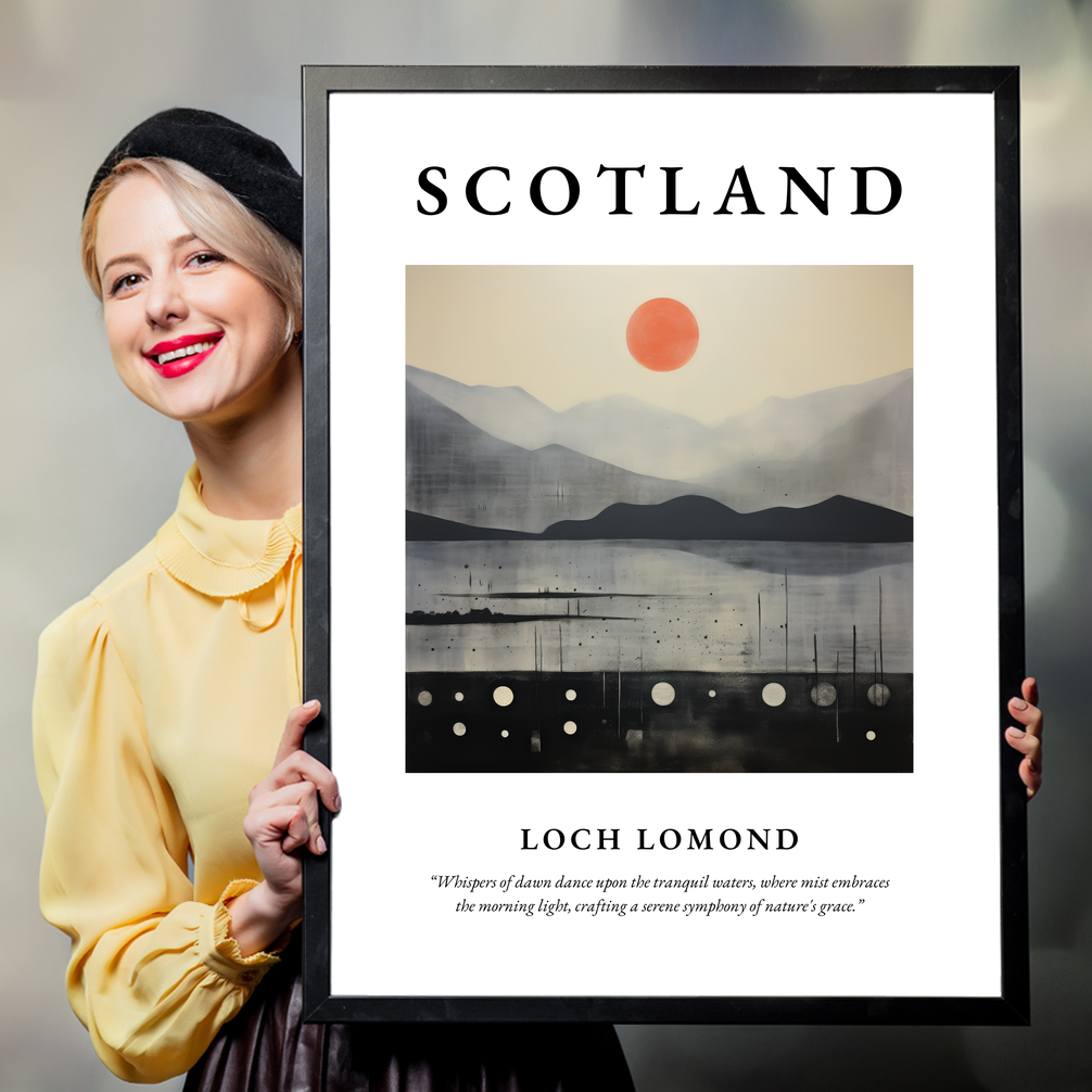 Person holding a poster of Loch Lomond