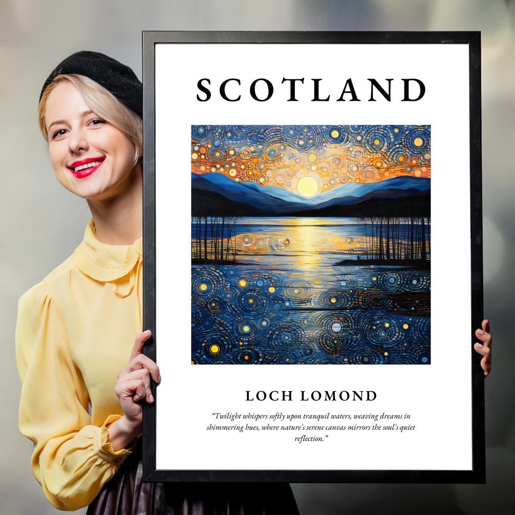 Person holding a poster of Loch Lomond