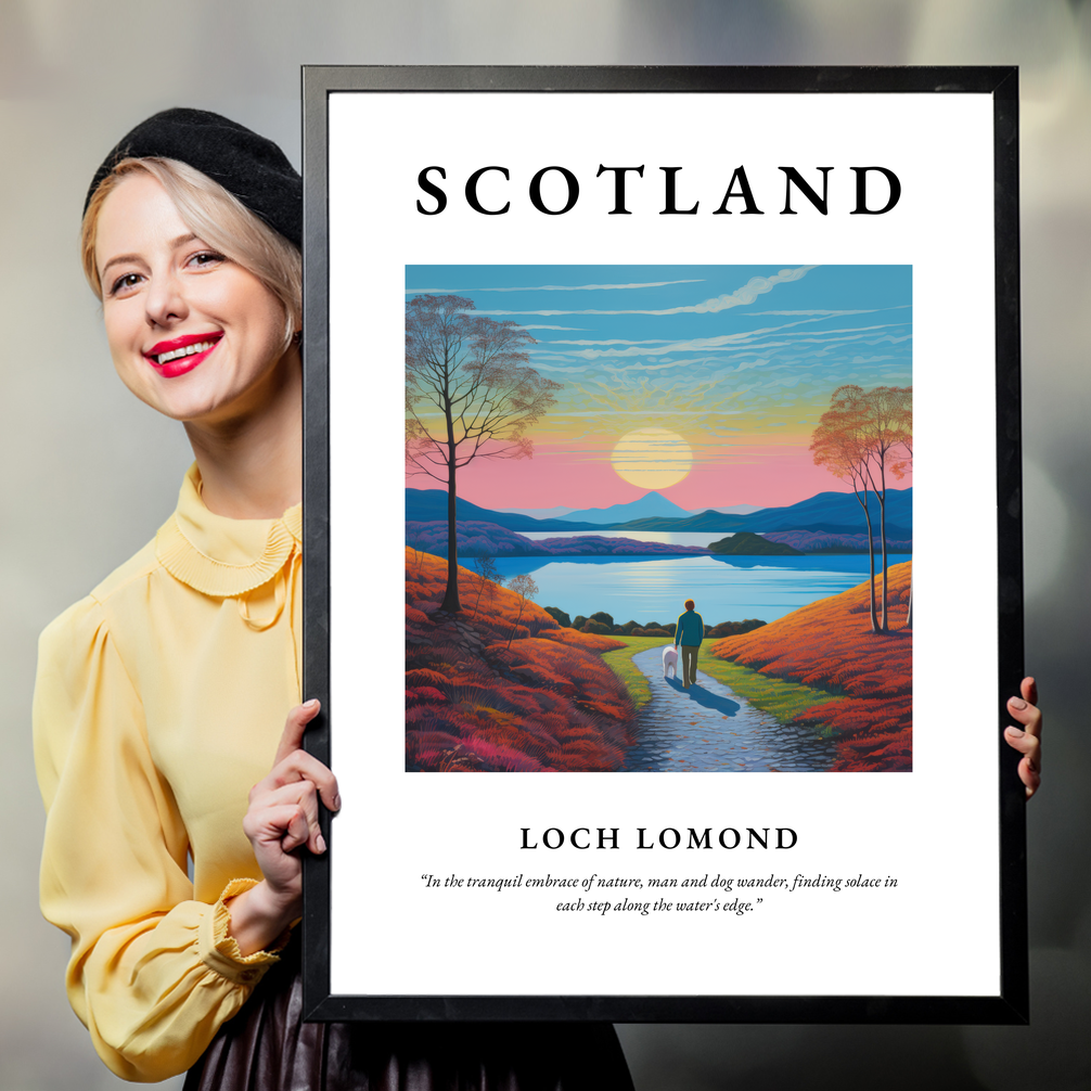 Person holding a poster of Loch Lomond