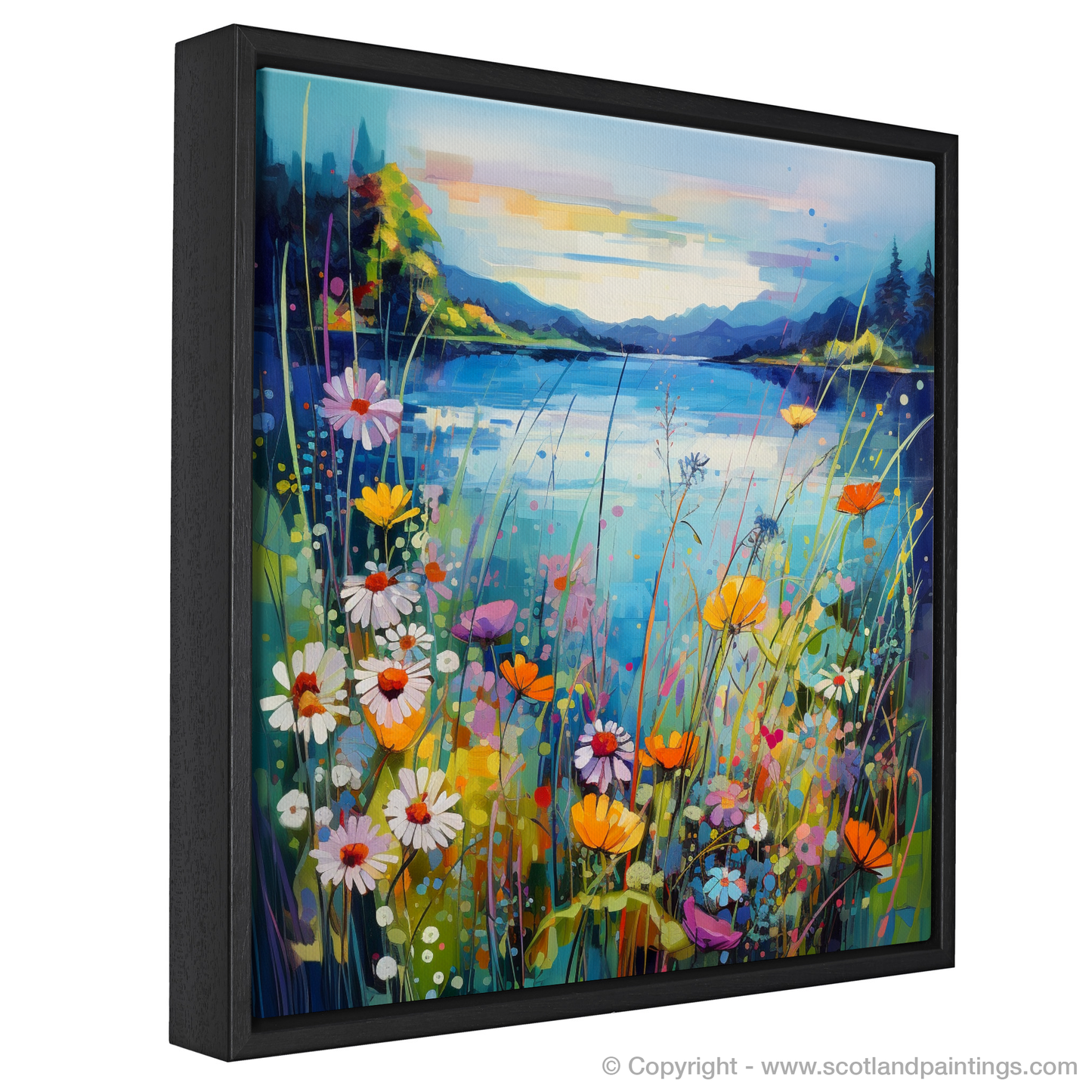 Painting and Art Print of Wildflowers by Loch Lomond entitled "Wildflowers at Dusk: An Abstract Ode to Loch Lomond".