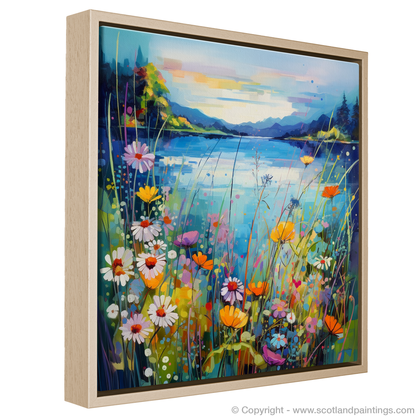 Painting and Art Print of Wildflowers by Loch Lomond entitled "Wildflowers at Dusk: An Abstract Ode to Loch Lomond".