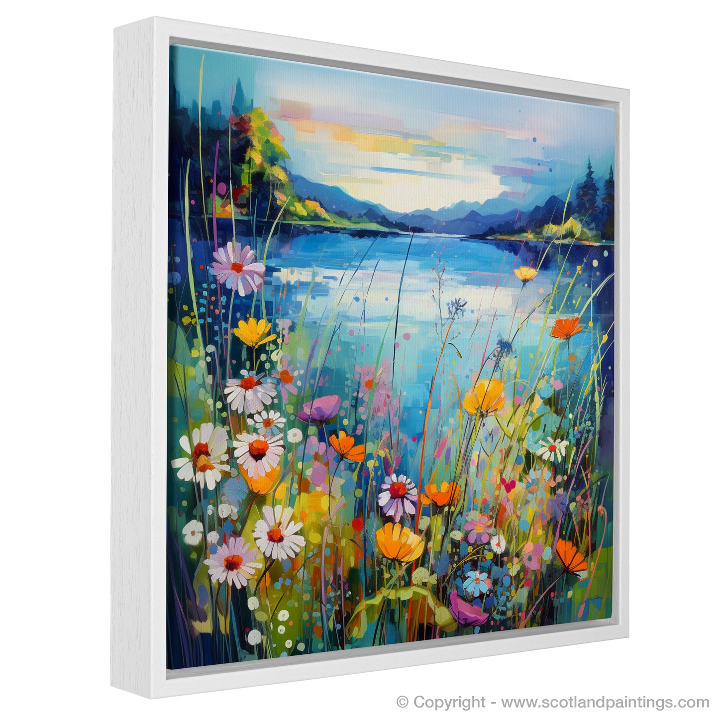 Painting and Art Print of Wildflowers by Loch Lomond entitled "Wildflowers at Dusk: An Abstract Ode to Loch Lomond".