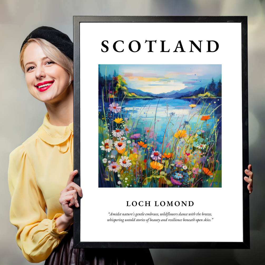 Person holding a poster of Loch Lomond