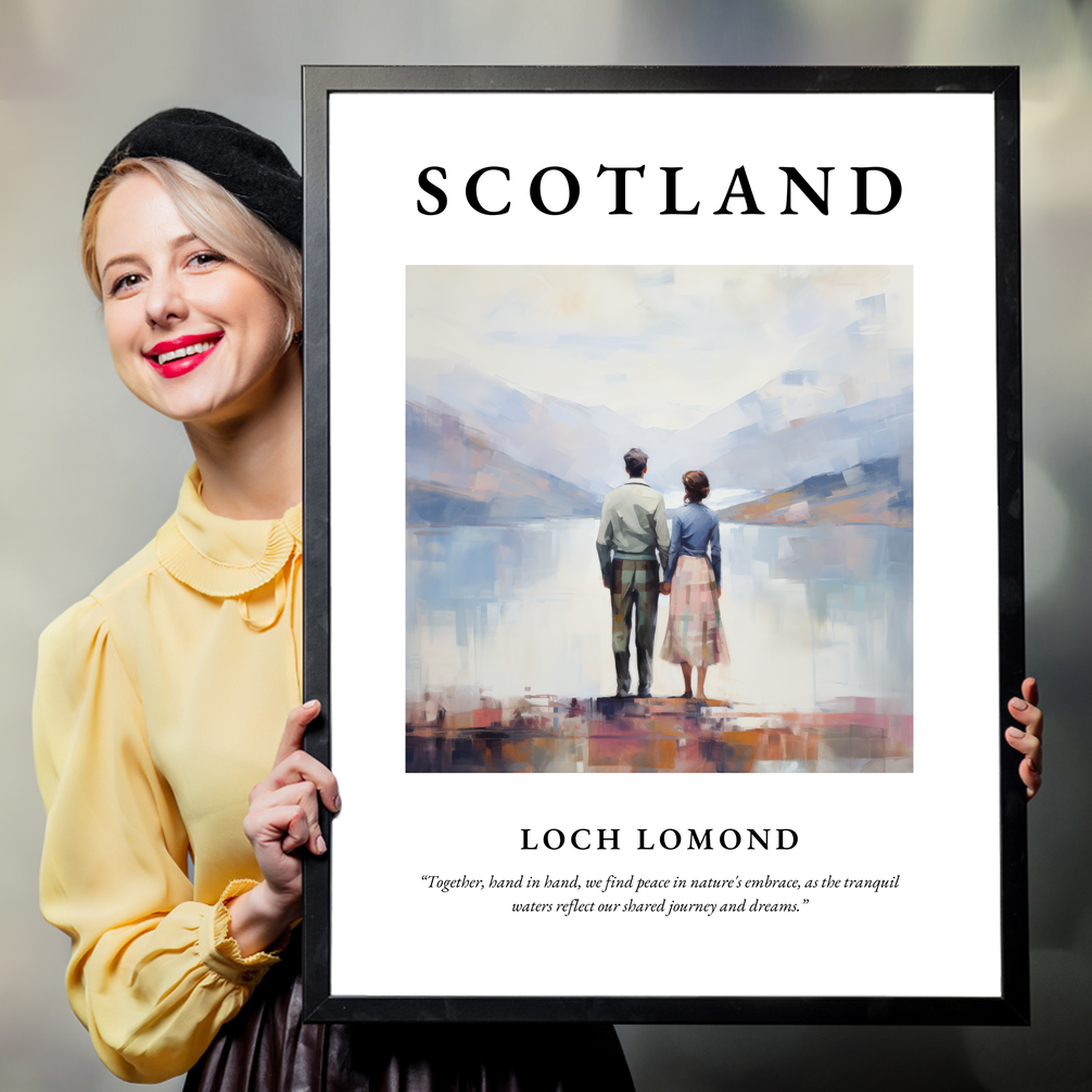 Person holding a poster of Loch Lomond