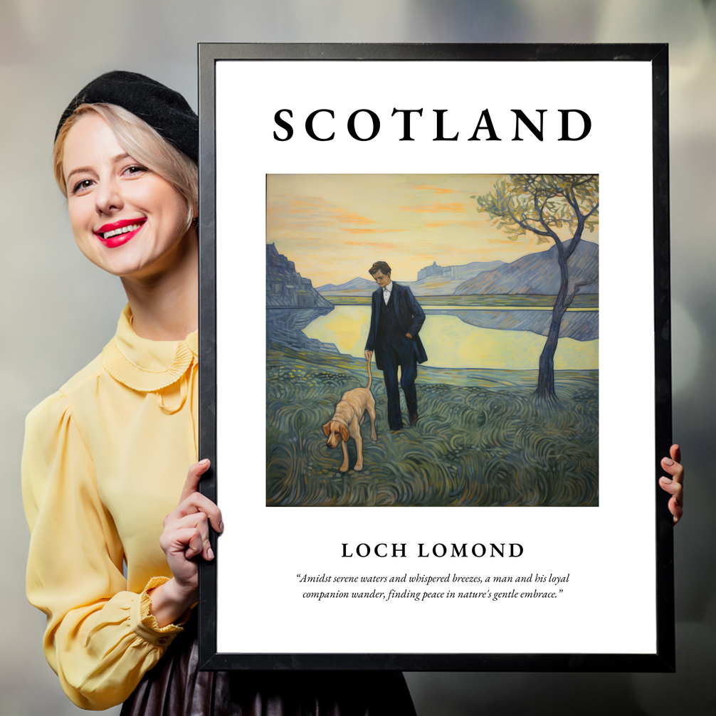 Person holding a poster of Loch Lomond