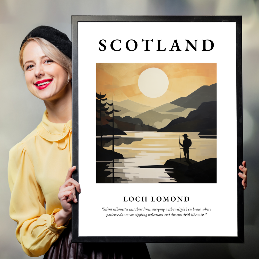 Person holding a poster of Loch Lomond