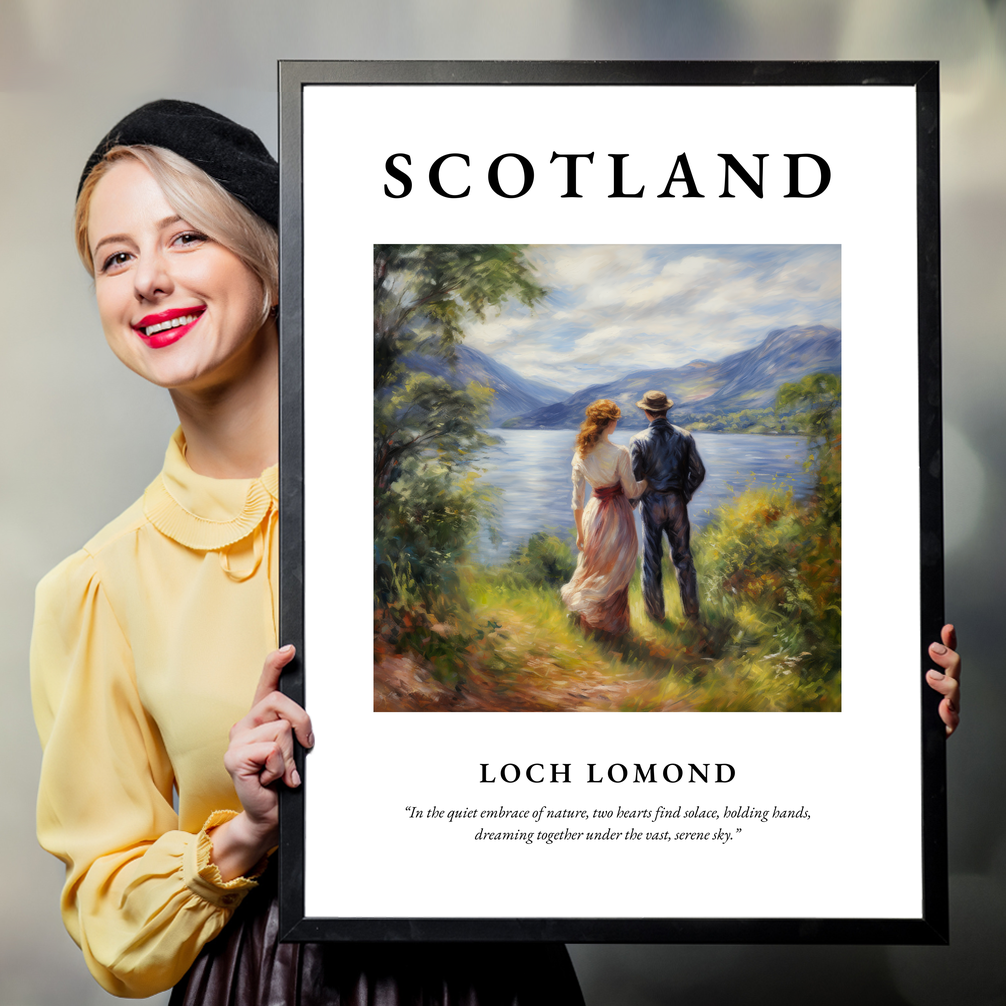 Person holding a poster of Loch Lomond