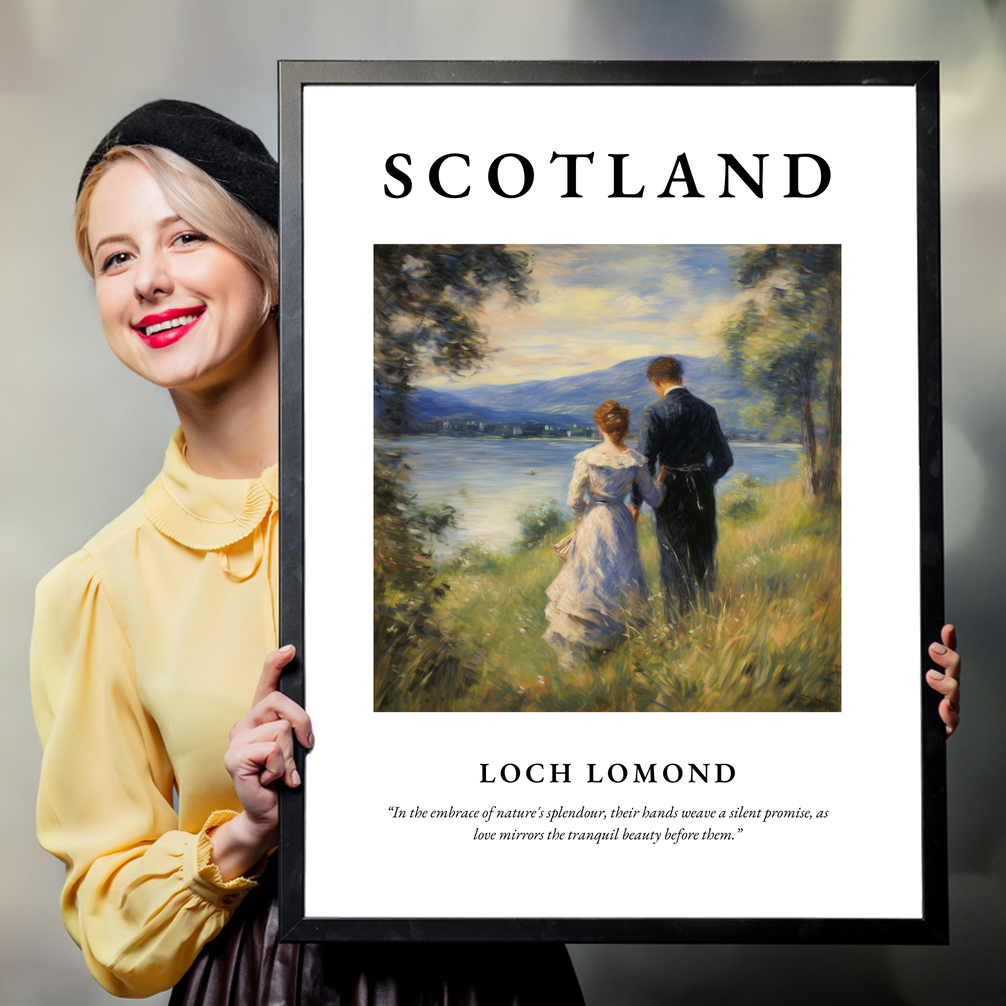 Person holding a poster of Loch Lomond