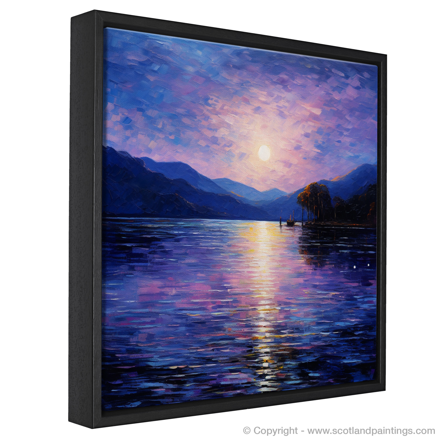 Painting and Art Print of Twilight reflections on Loch Lomond entitled "Twilight Serenade on Loch Lomond".