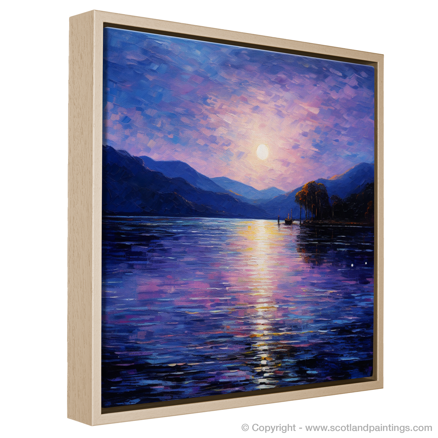 Painting and Art Print of Twilight reflections on Loch Lomond entitled "Twilight Serenade on Loch Lomond".