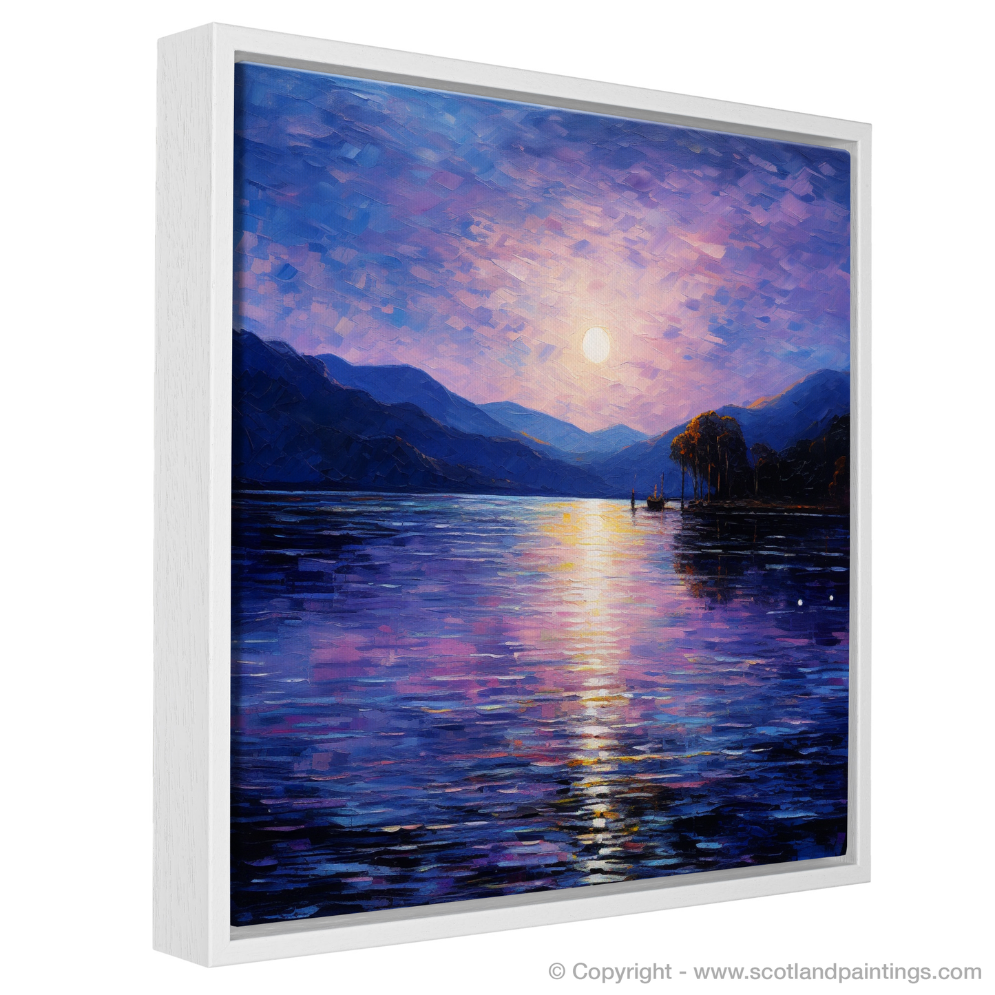 Painting and Art Print of Twilight reflections on Loch Lomond entitled "Twilight Serenade on Loch Lomond".