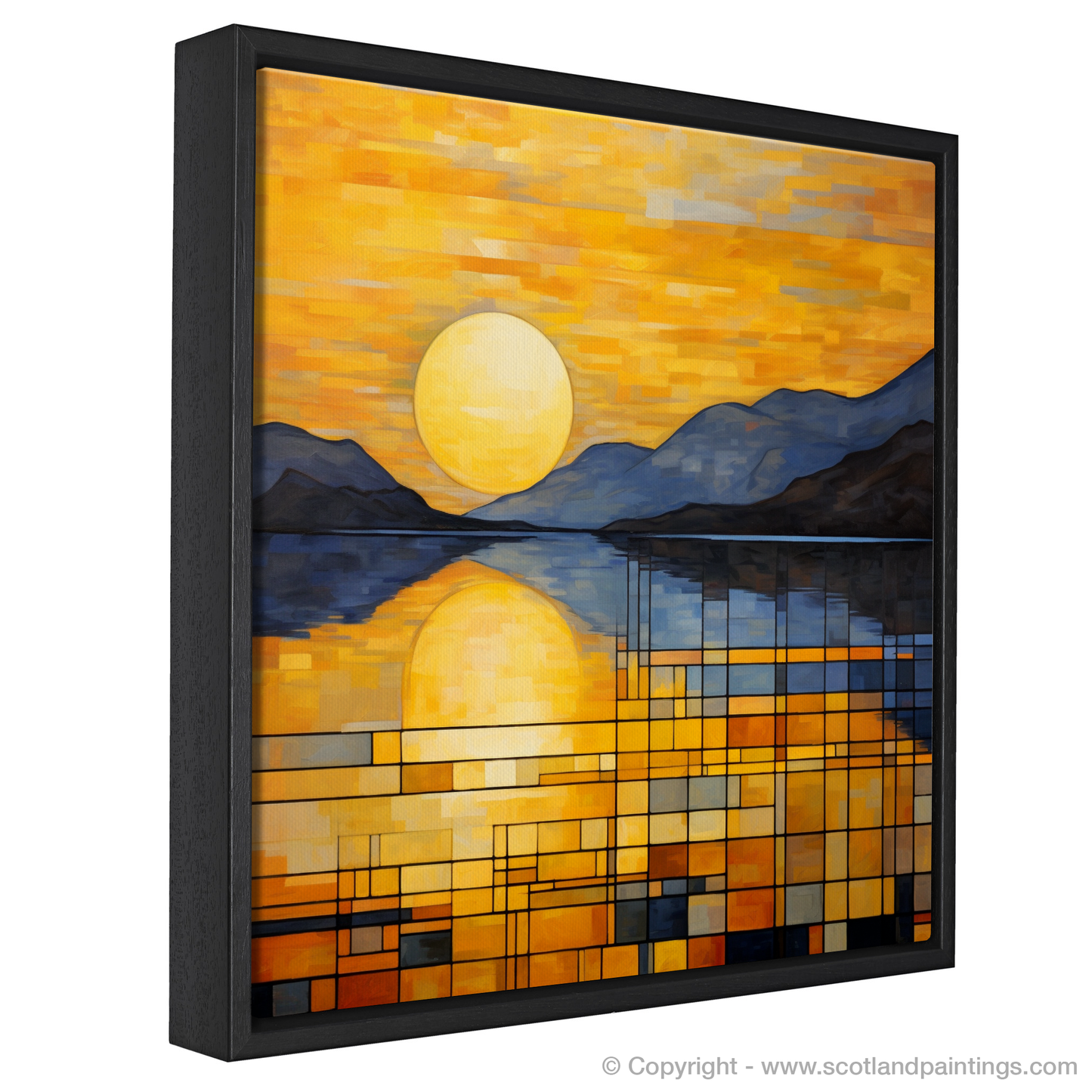 Painting and Art Print of Golden hour at Loch Lomond. Golden Hour Mosaic at Loch Lomond.