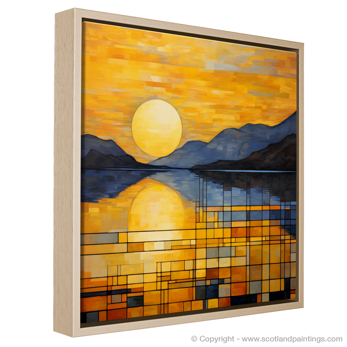 Painting and Art Print of Golden hour at Loch Lomond. Golden Hour Mosaic at Loch Lomond.