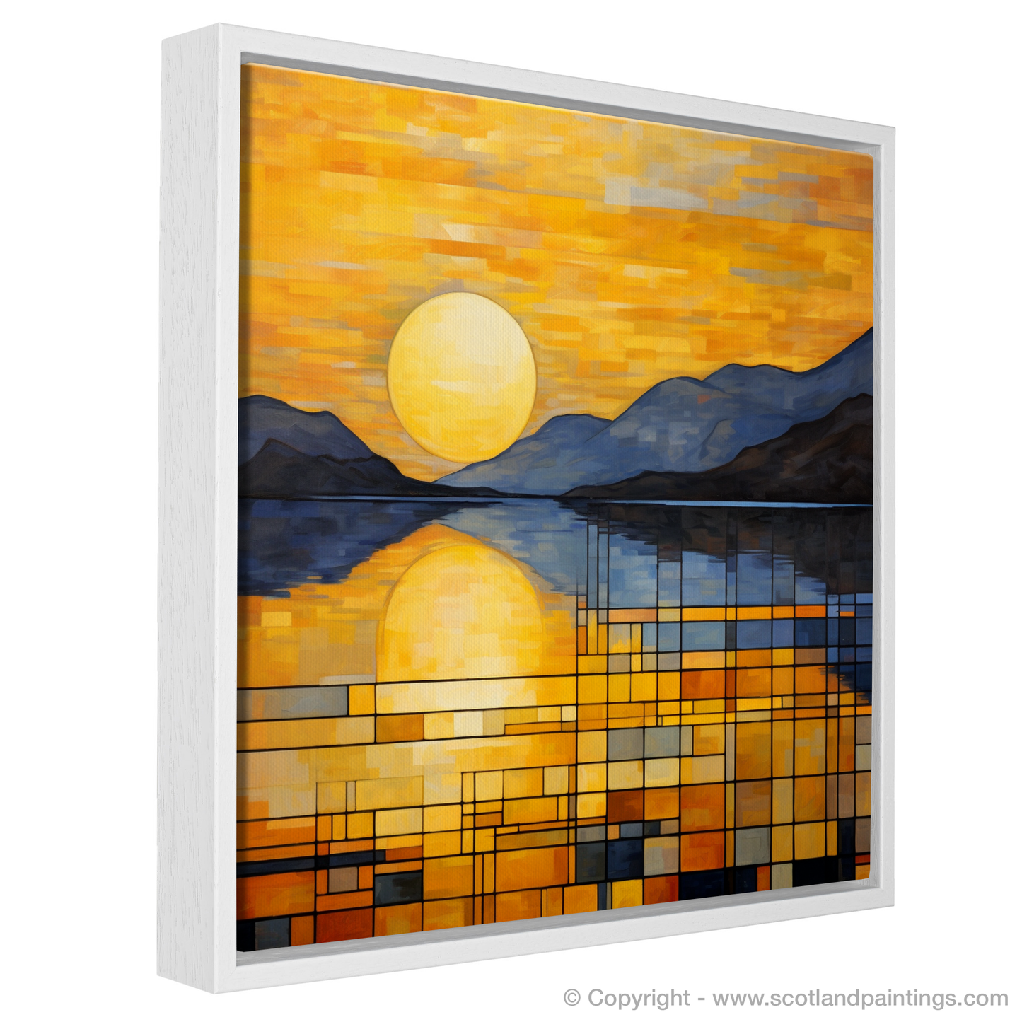 Painting and Art Print of Golden hour at Loch Lomond. Golden Hour Mosaic at Loch Lomond.