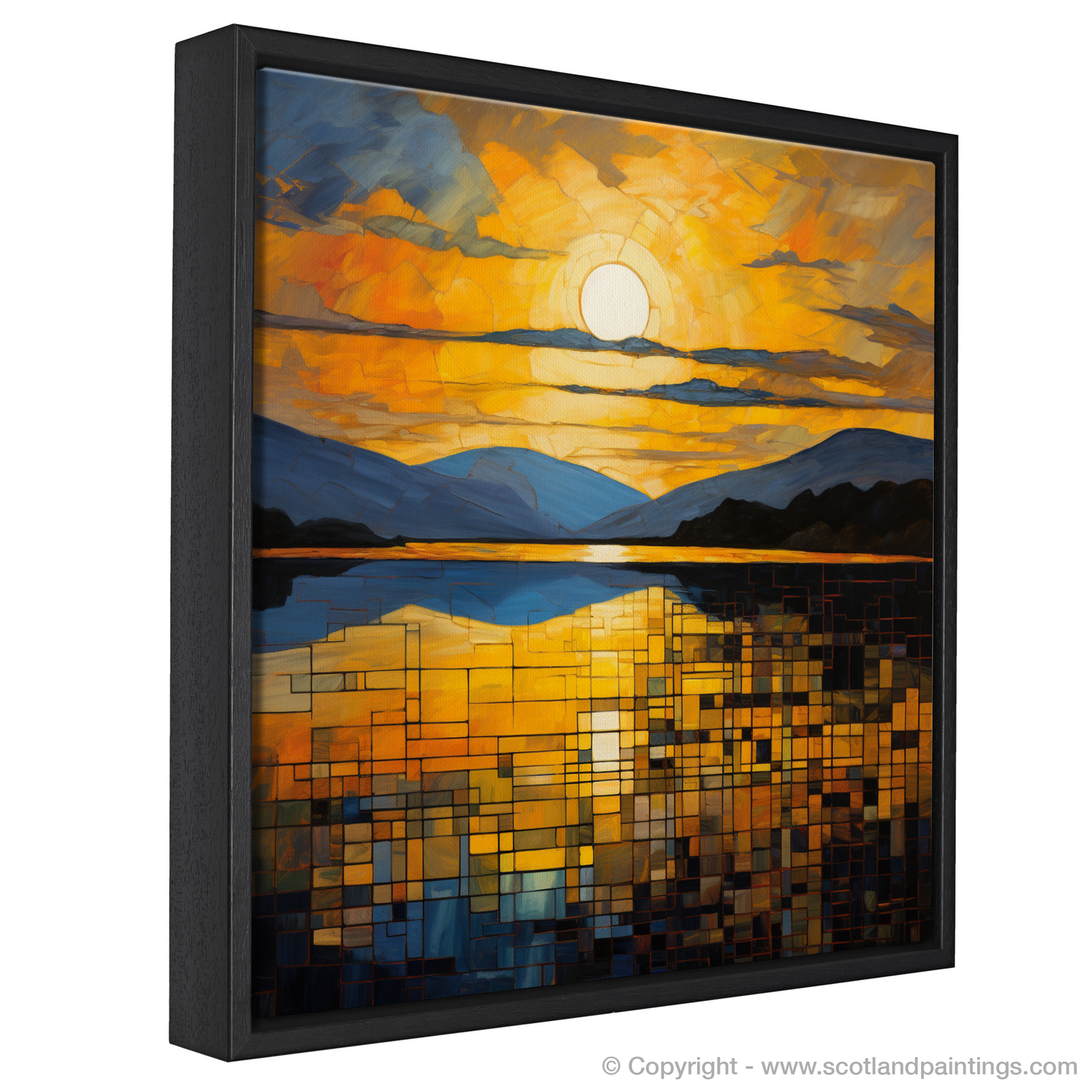 Painting and Art Print of Golden hour at Loch Lomond. Golden Hour Splendour at Loch Lomond.