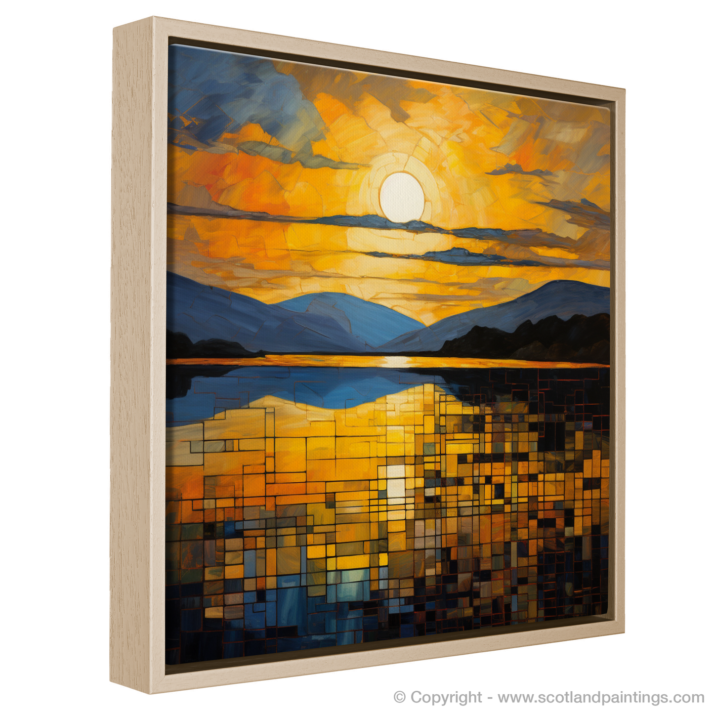 Painting and Art Print of Golden hour at Loch Lomond. Golden Hour Splendour at Loch Lomond.