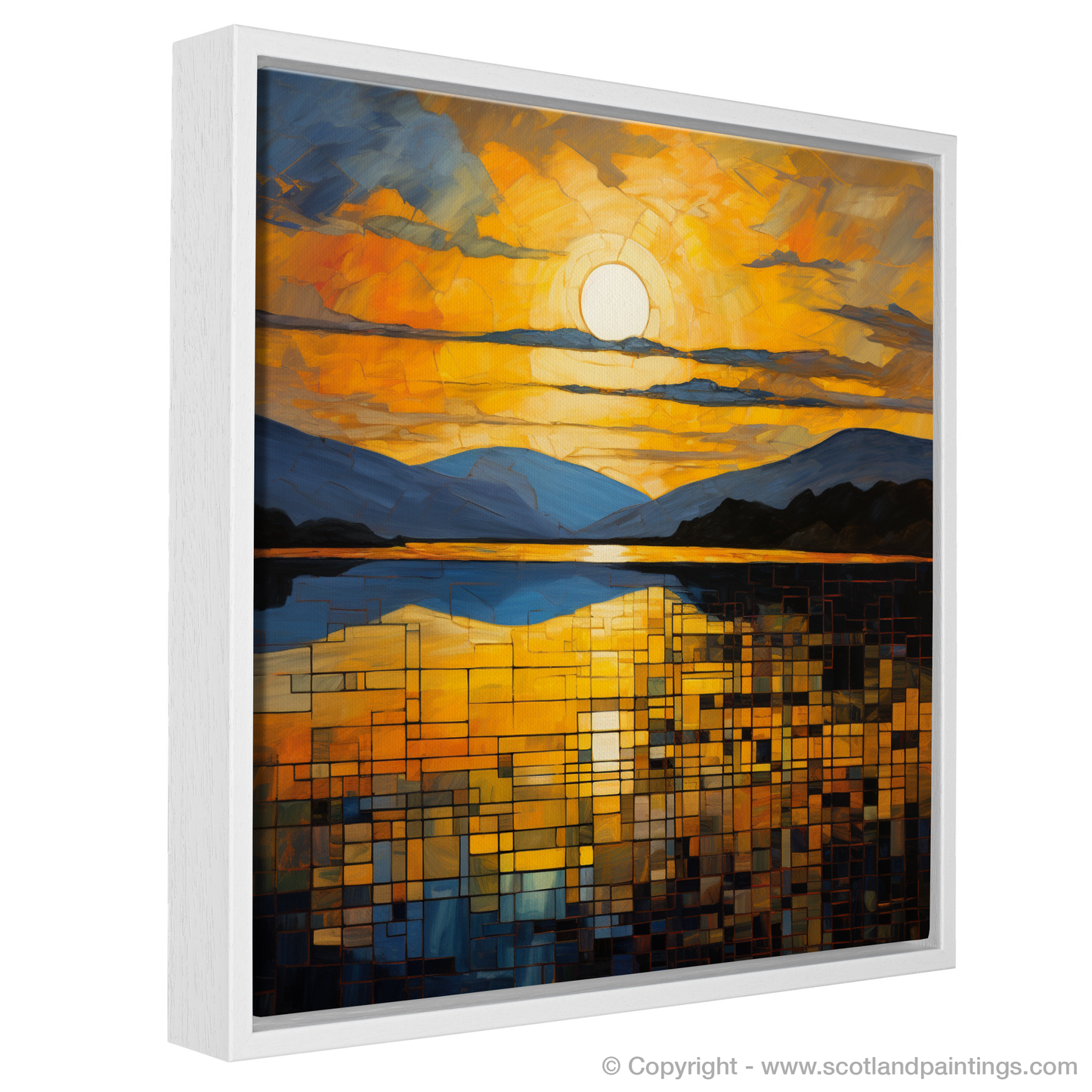 Painting and Art Print of Golden hour at Loch Lomond. Golden Hour Splendour at Loch Lomond.