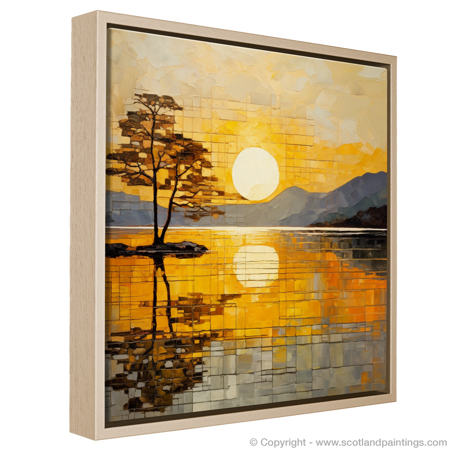 Painting and Art Print of Golden hour at Loch Lomond entitled Golden Symphony at Loch Lomond.