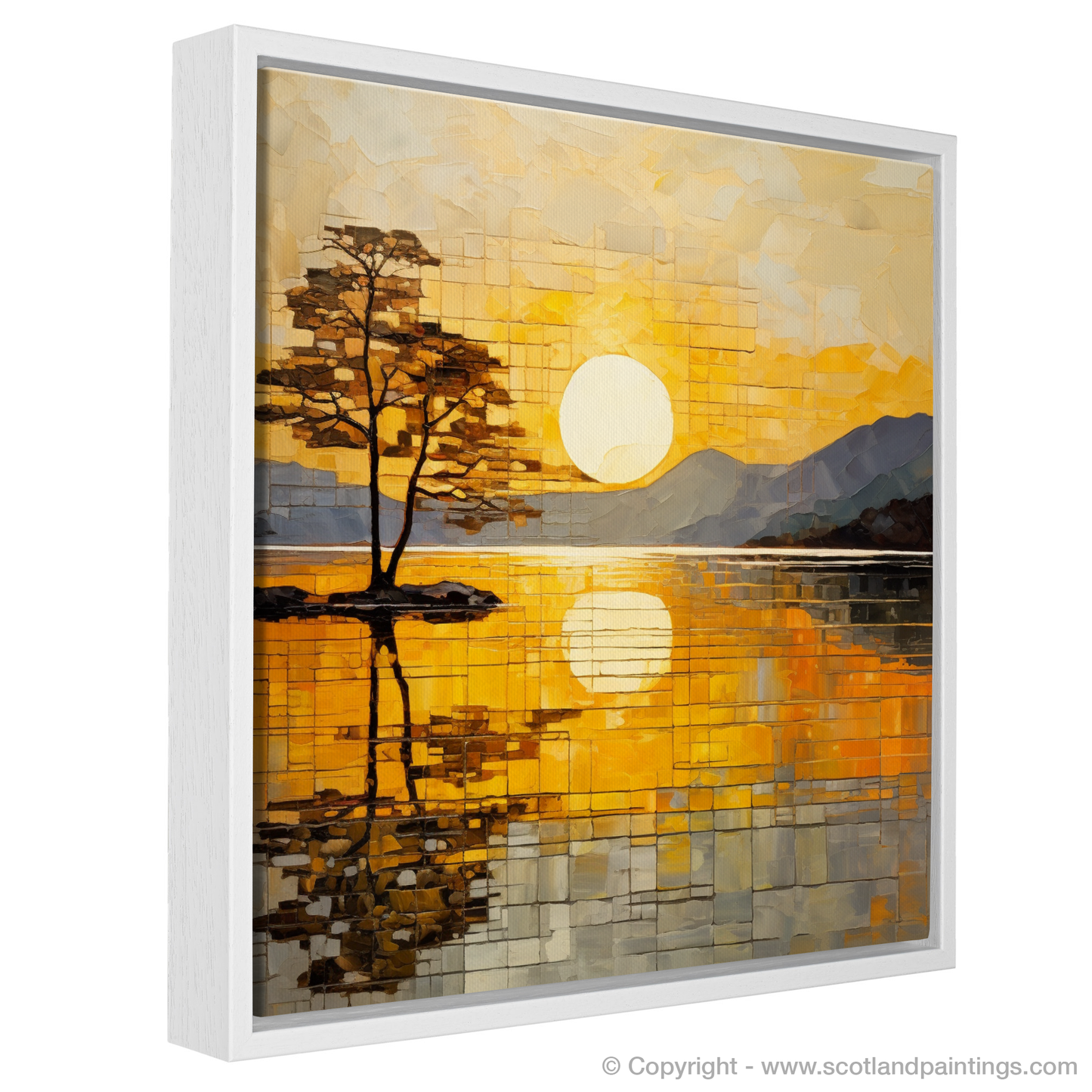 Painting and Art Print of Golden hour at Loch Lomond entitled Golden Symphony at Loch Lomond.