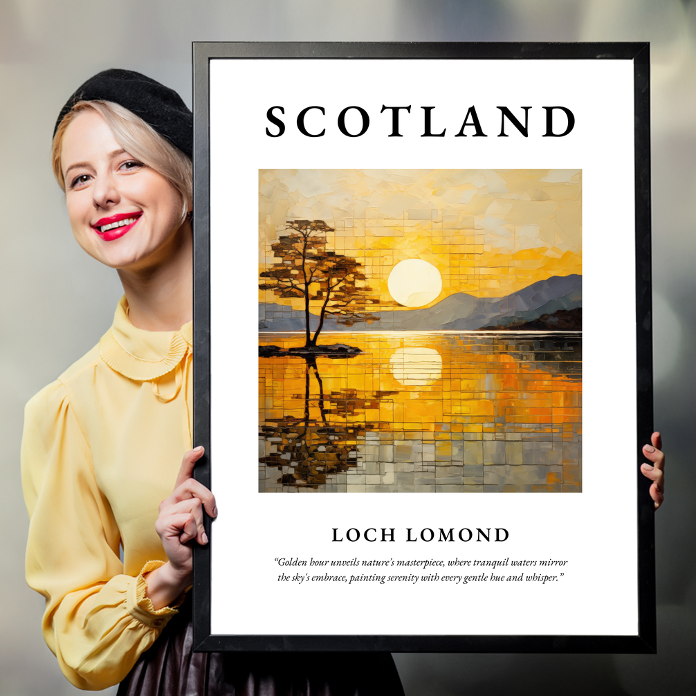 Person holding a poster of Loch Lomond