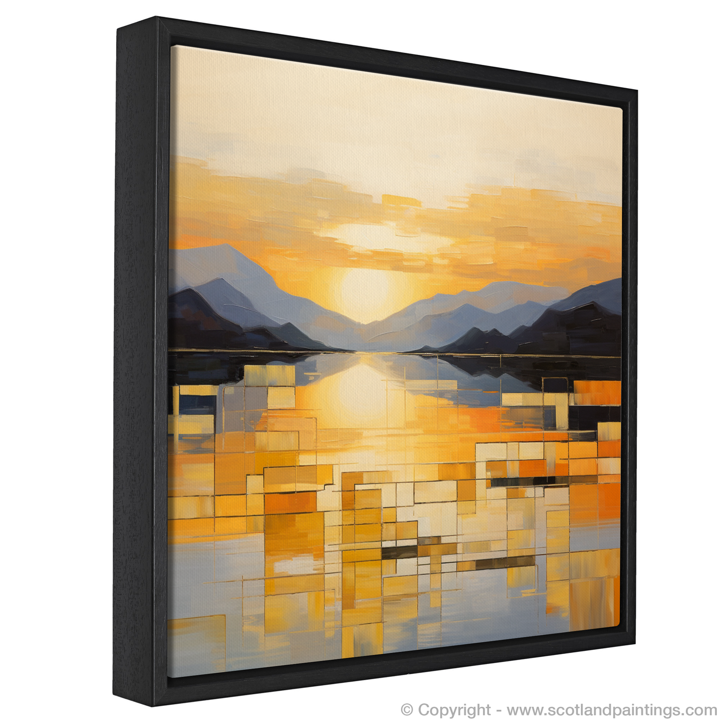 Painting and Art Print of Golden hour at Loch Lomond entitled "Golden Hour Abstraction at Loch Lomond".