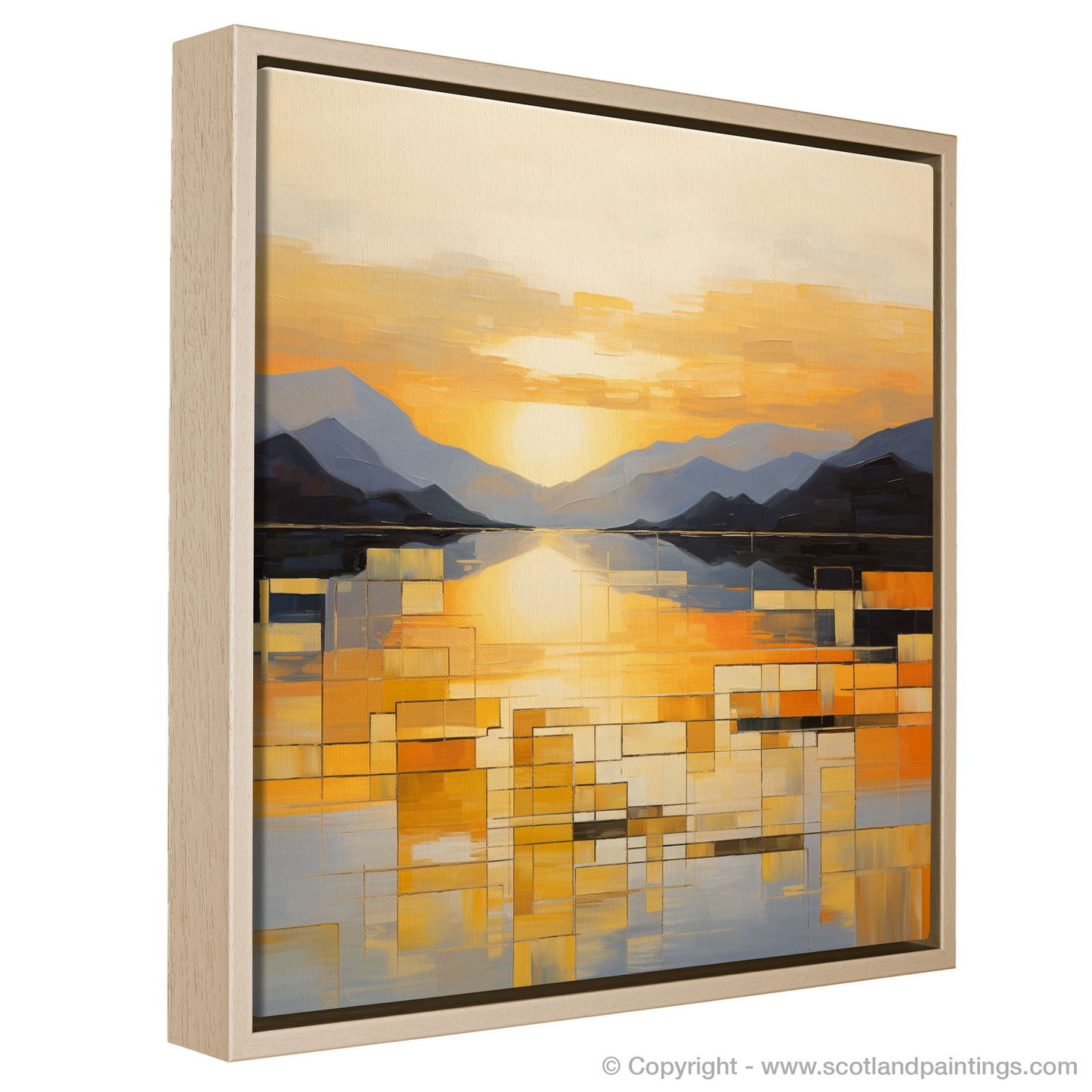 Painting and Art Print of Golden hour at Loch Lomond entitled "Golden Hour Abstraction at Loch Lomond".