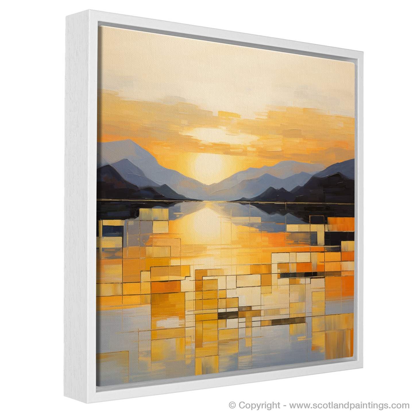 Painting and Art Print of Golden hour at Loch Lomond entitled "Golden Hour Abstraction at Loch Lomond".