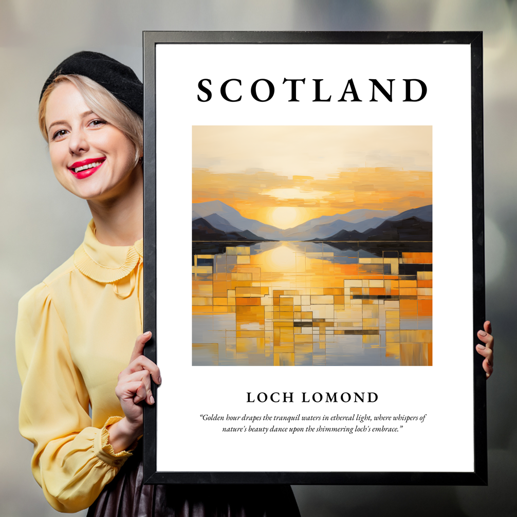 Person holding a poster of Loch Lomond