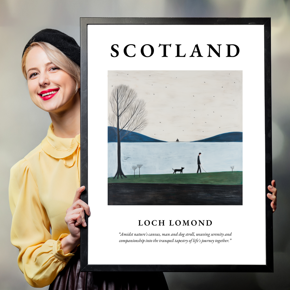 Person holding a poster of Loch Lomond