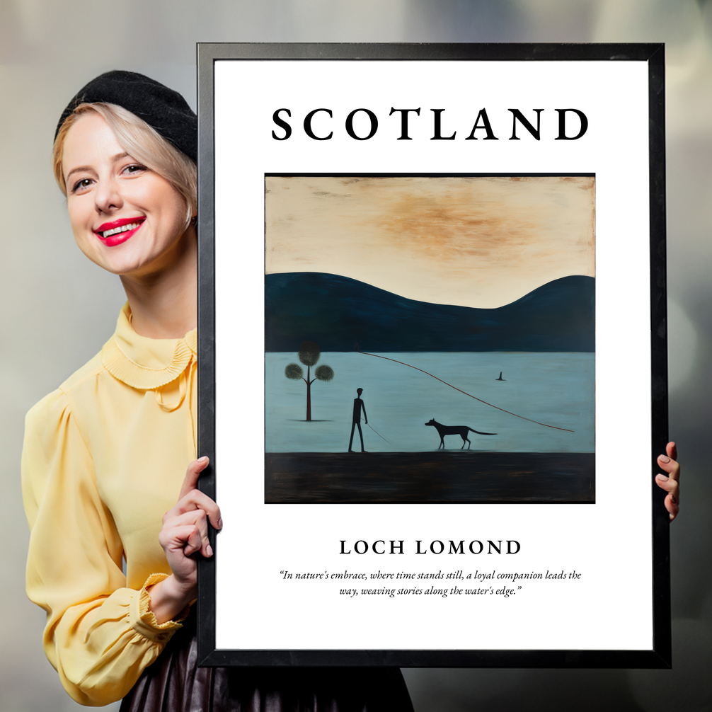 Person holding a poster of Loch Lomond