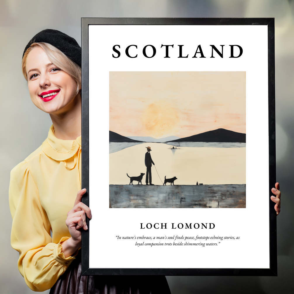 Person holding a poster of Loch Lomond