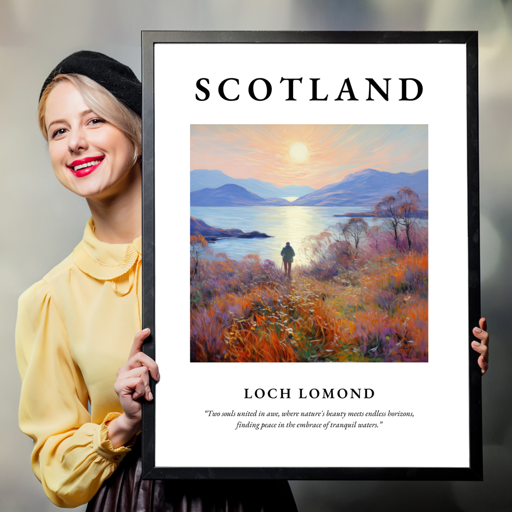 Person holding a poster of Loch Lomond