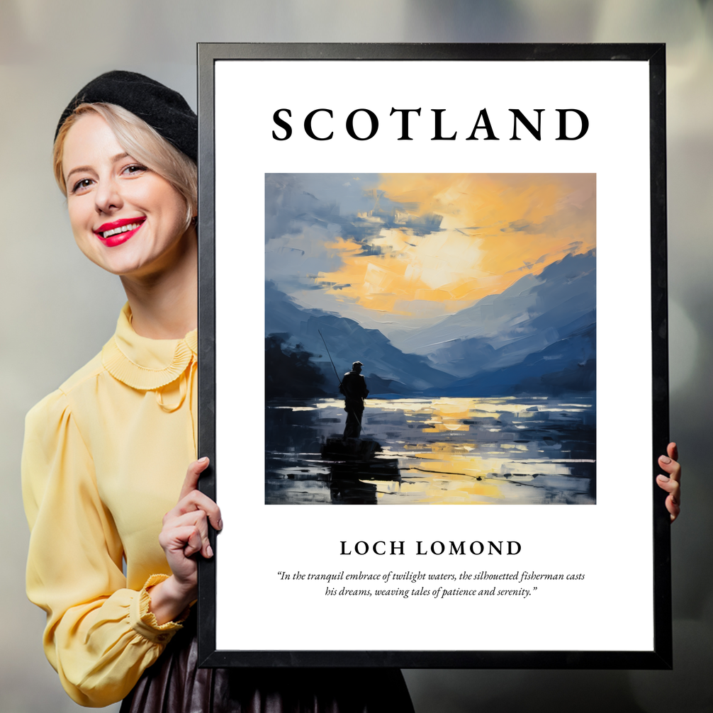 Person holding a poster of Loch Lomond