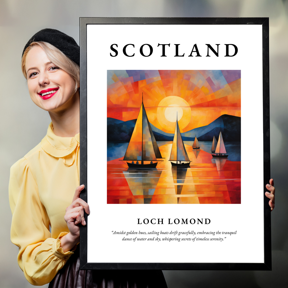 Person holding a poster of Loch Lomond