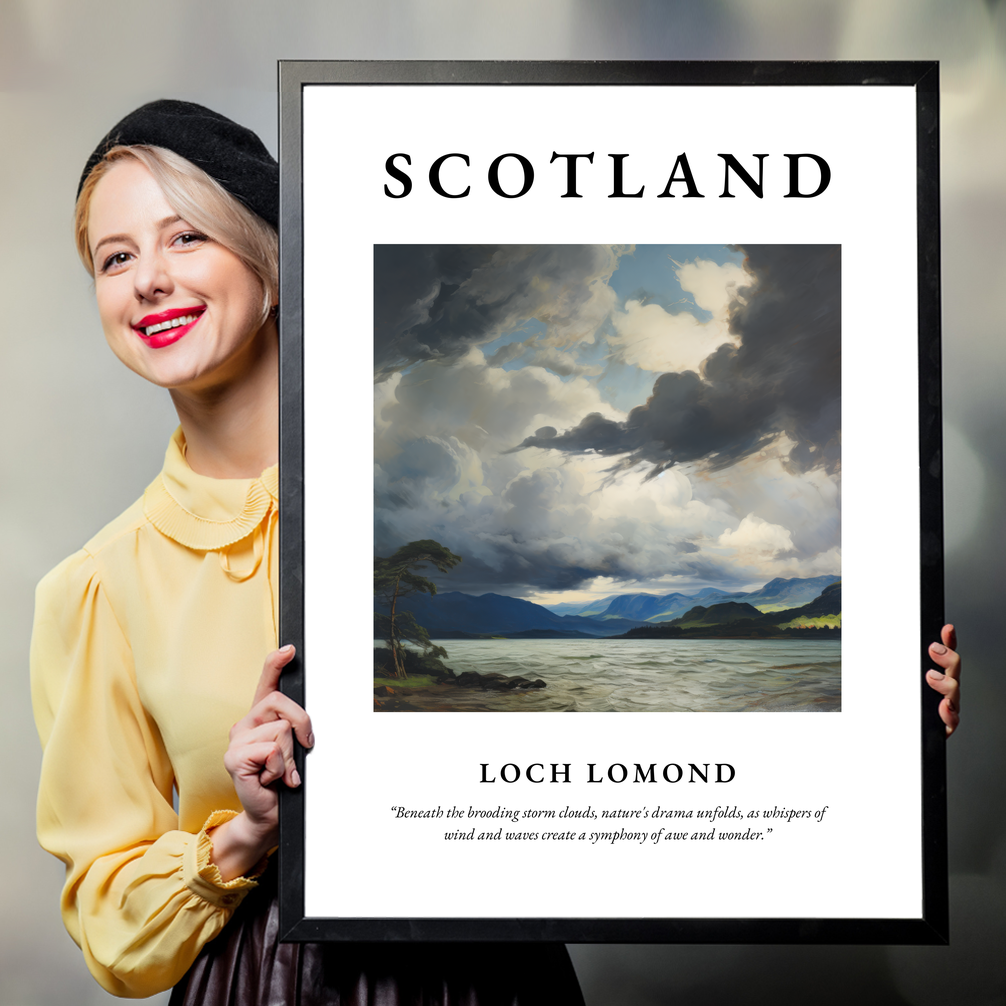 Person holding a poster of Loch Lomond