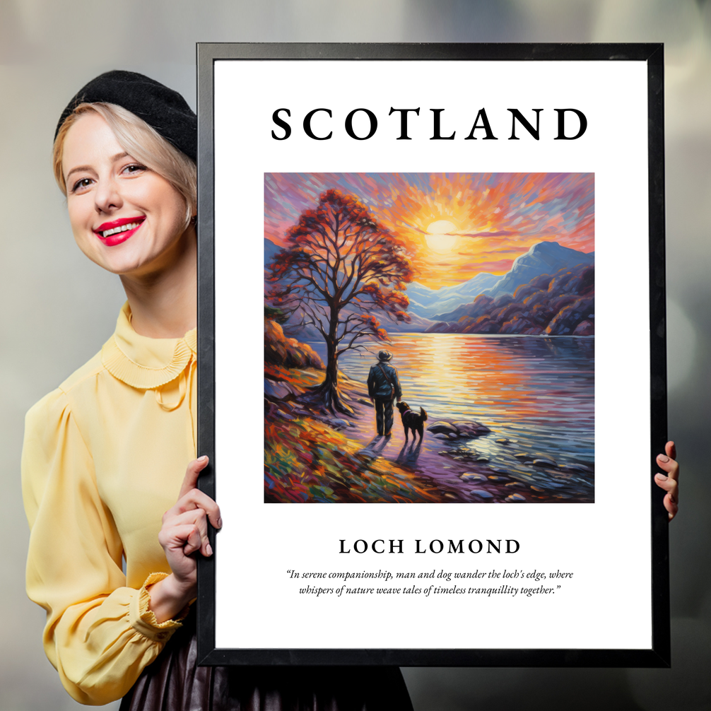 Person holding a poster of Loch Lomond