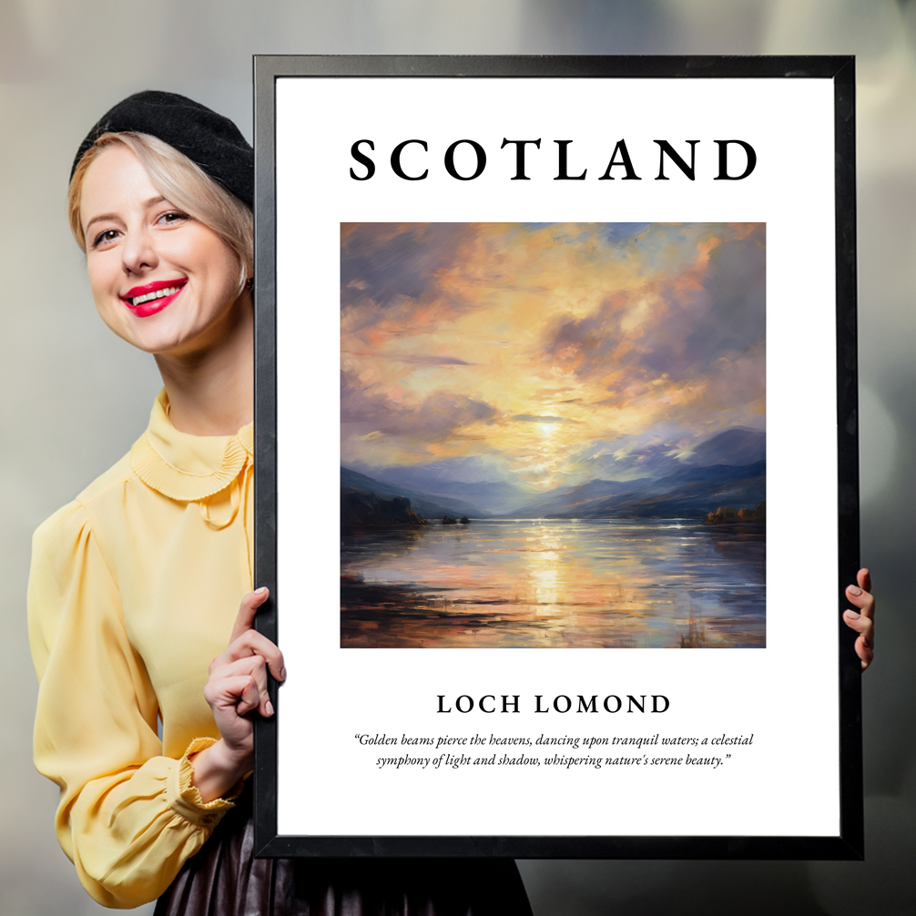 Person holding a poster of Loch Lomond