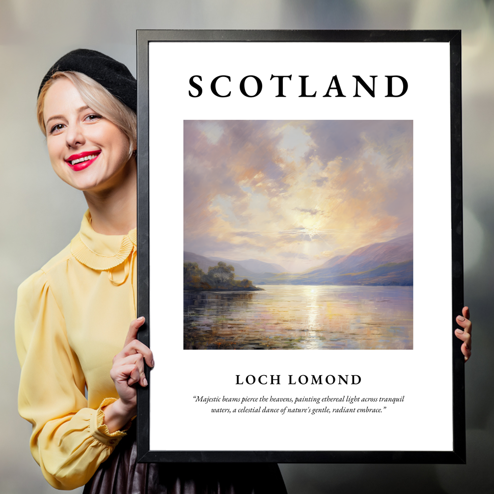 Person holding a poster of Loch Lomond