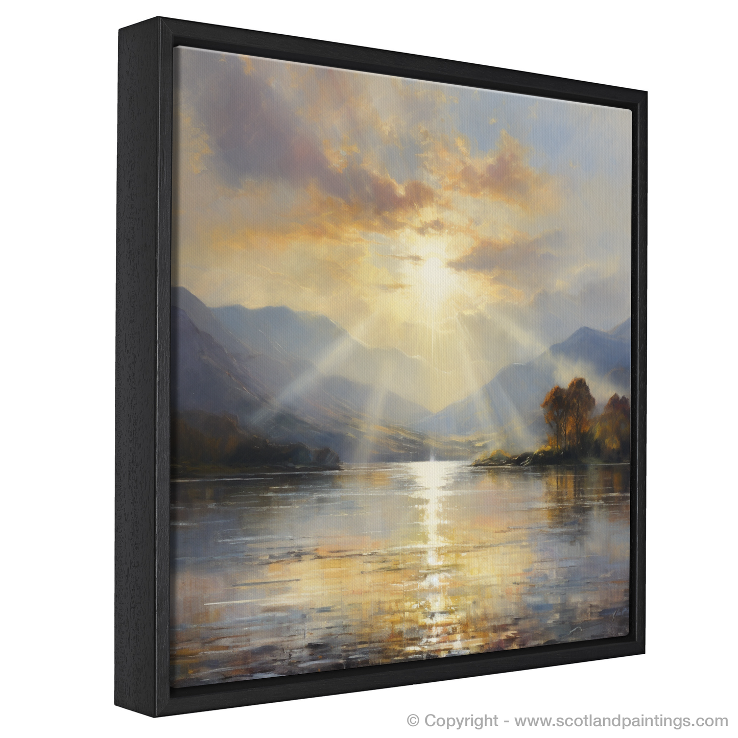 Painting and Art Print of Crepuscular rays above Loch Lomond entitled "Crepuscular Radiance over Loch Lomond".