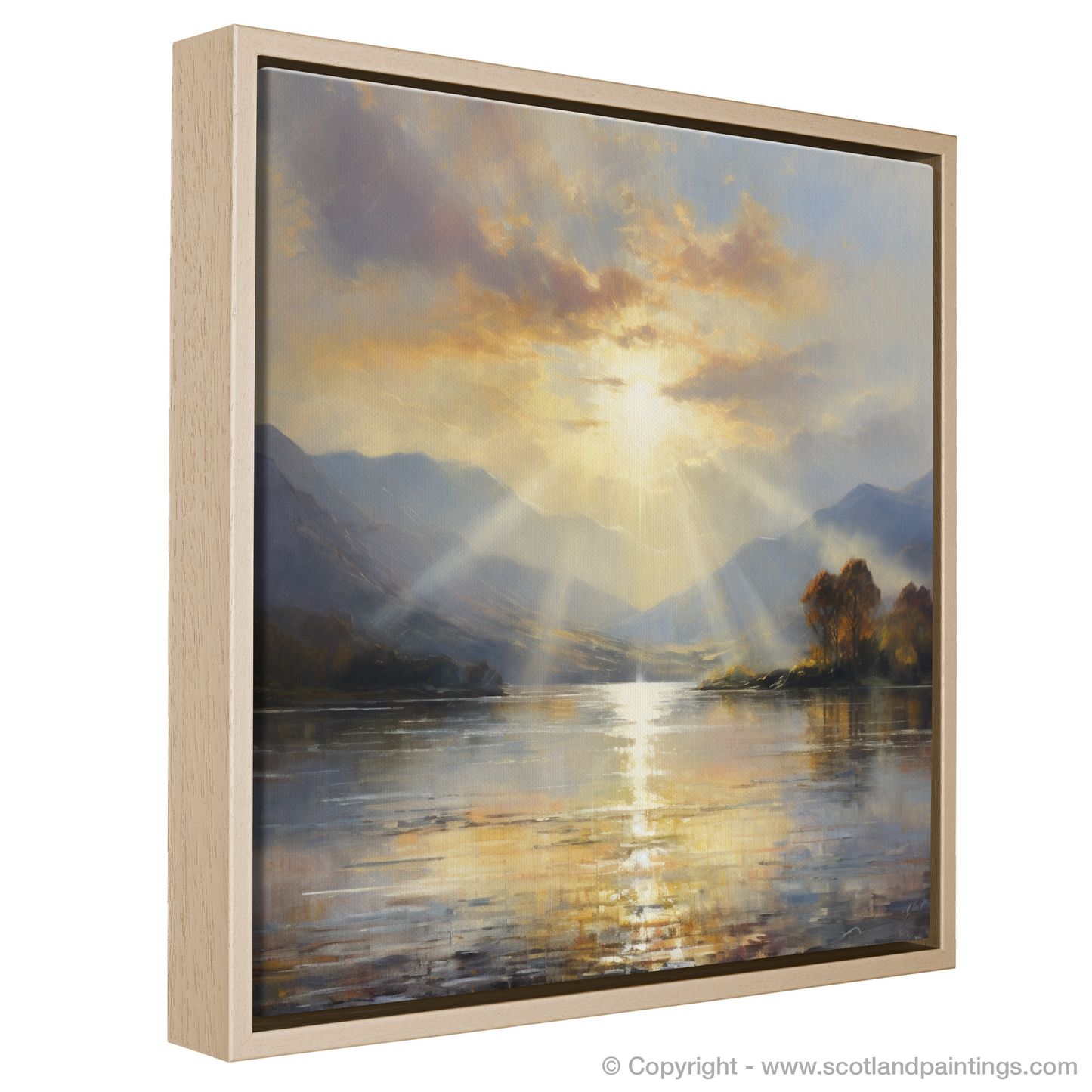 Painting and Art Print of Crepuscular rays above Loch Lomond entitled "Crepuscular Radiance over Loch Lomond".