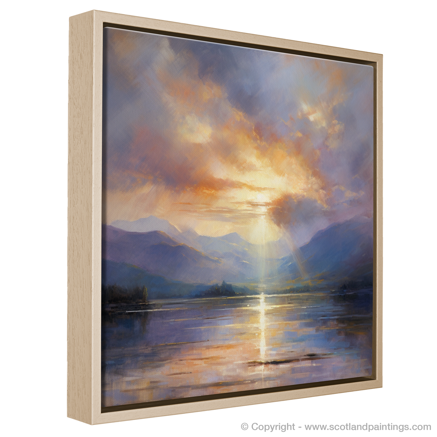 Painting and Art Print of Crepuscular rays above Loch Lomond entitled "Crepuscular Majesty over Loch Lomond".