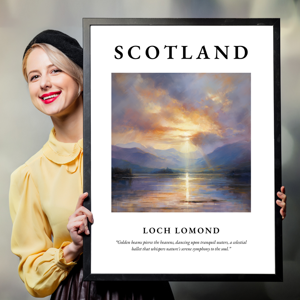 Person holding a poster of Loch Lomond