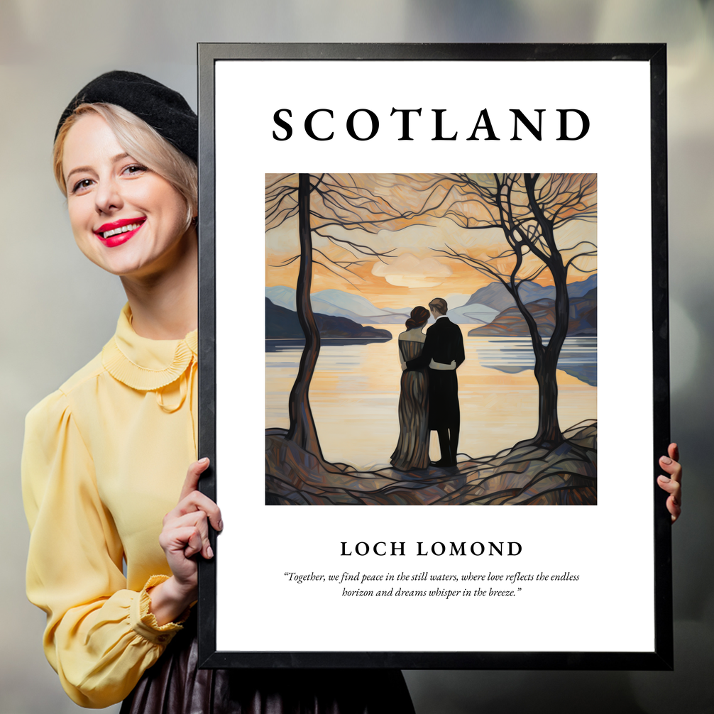 Person holding a poster of Loch Lomond