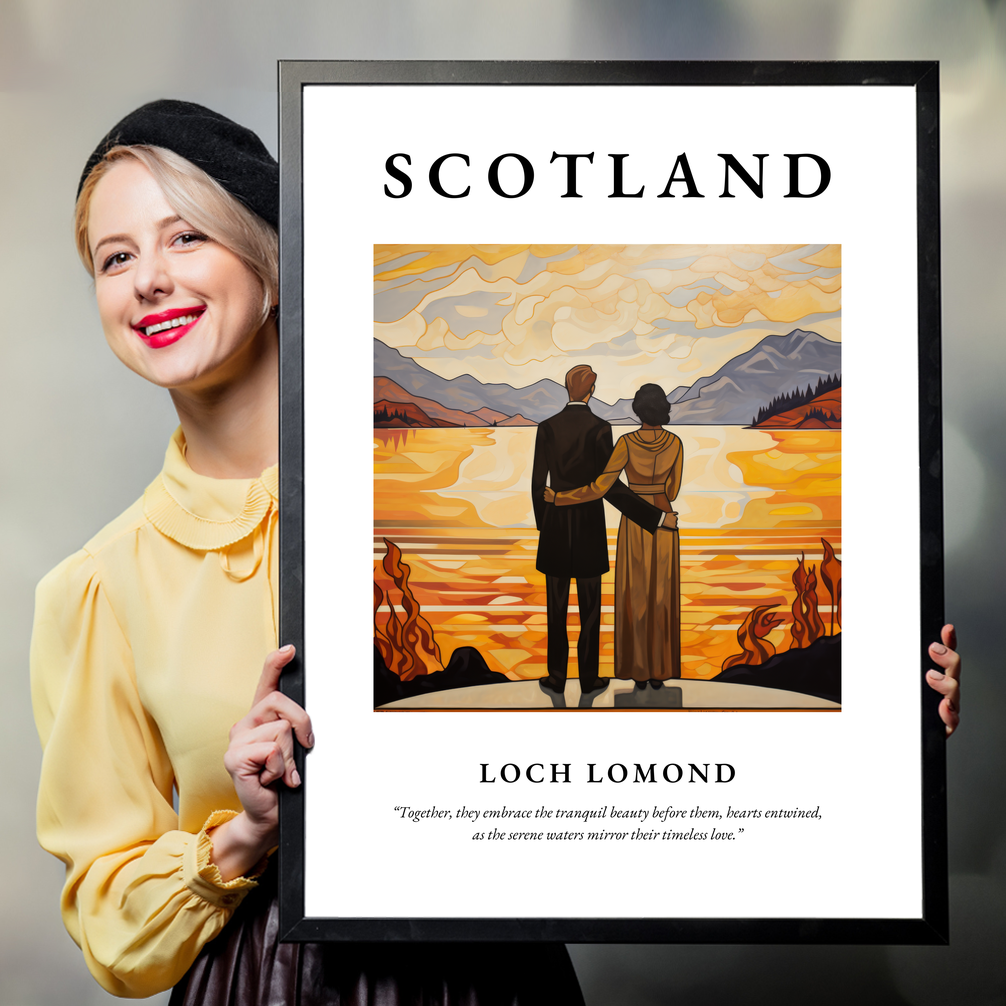 Person holding a poster of Loch Lomond