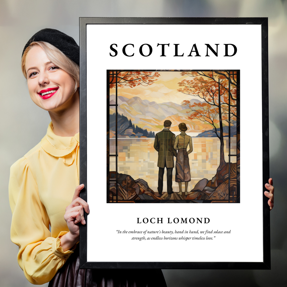 Person holding a poster of Loch Lomond