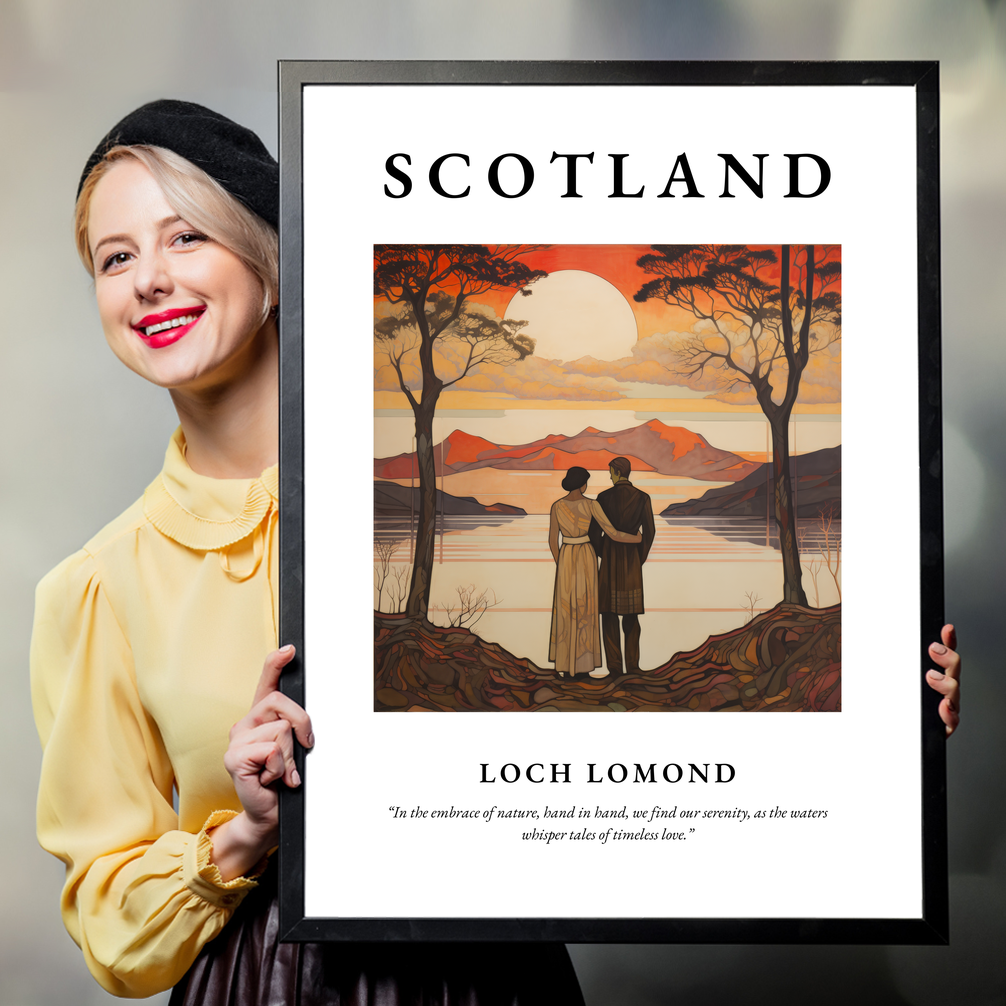 Person holding a poster of Loch Lomond