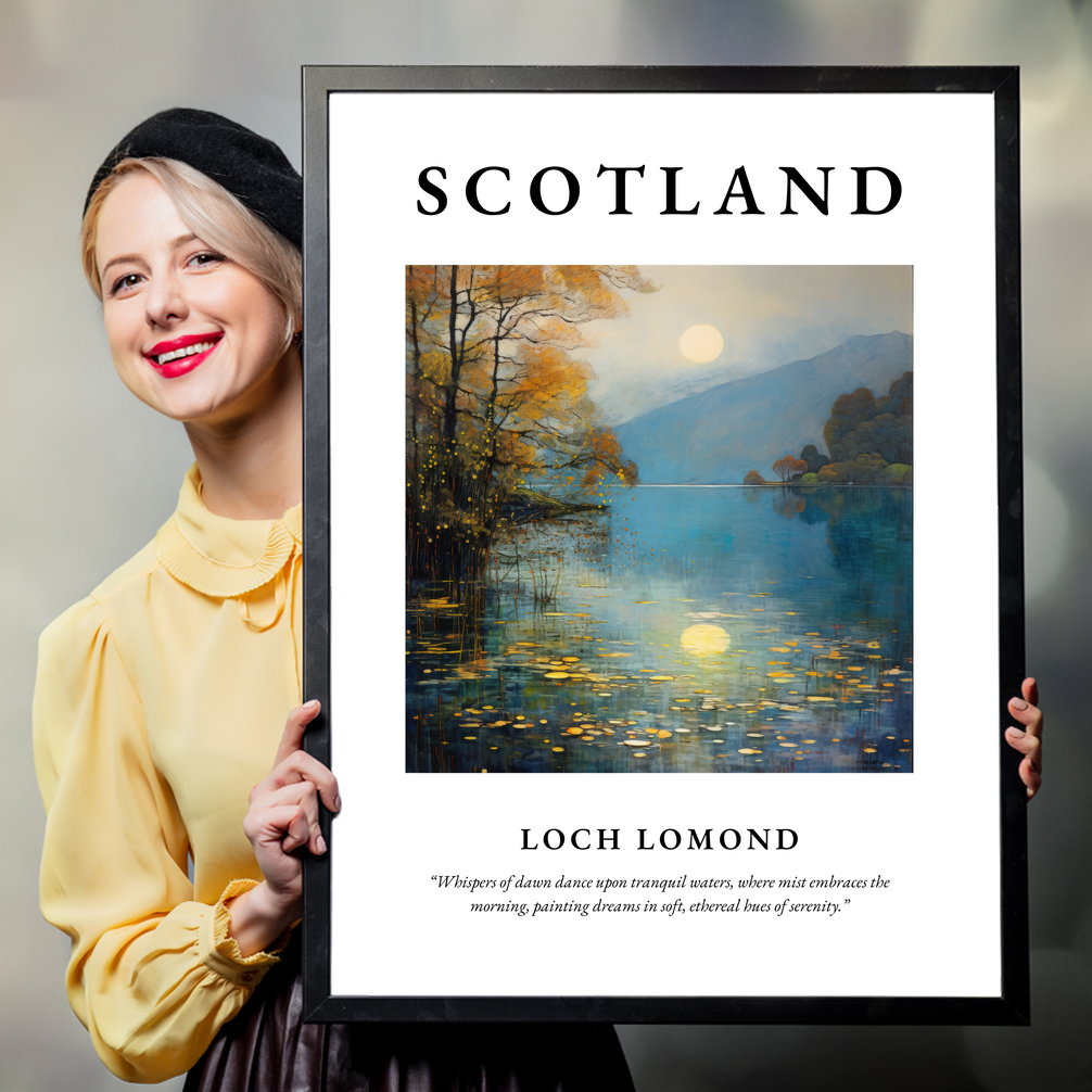 Person holding a poster of Loch Lomond