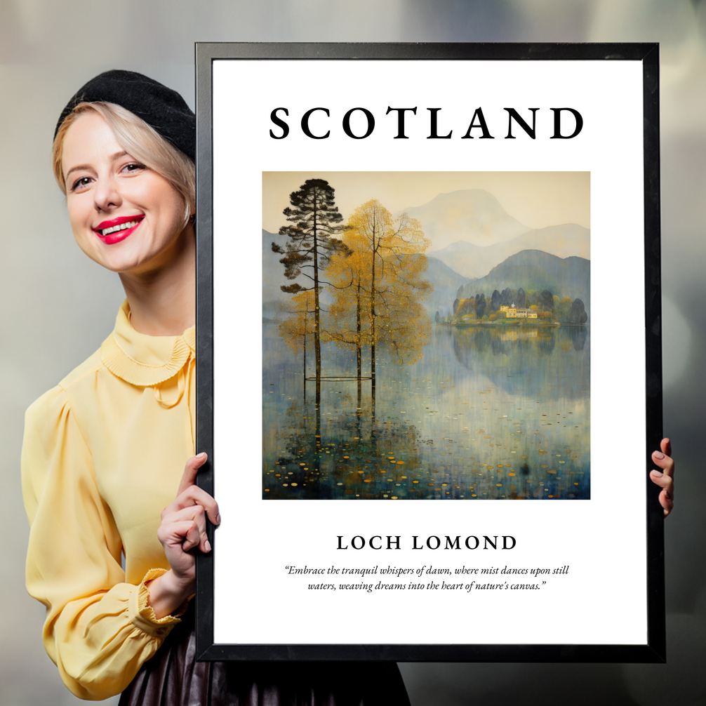 Person holding a poster of Loch Lomond