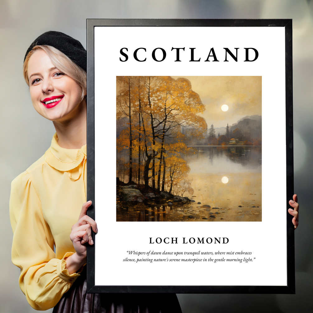 Person holding a poster of Loch Lomond