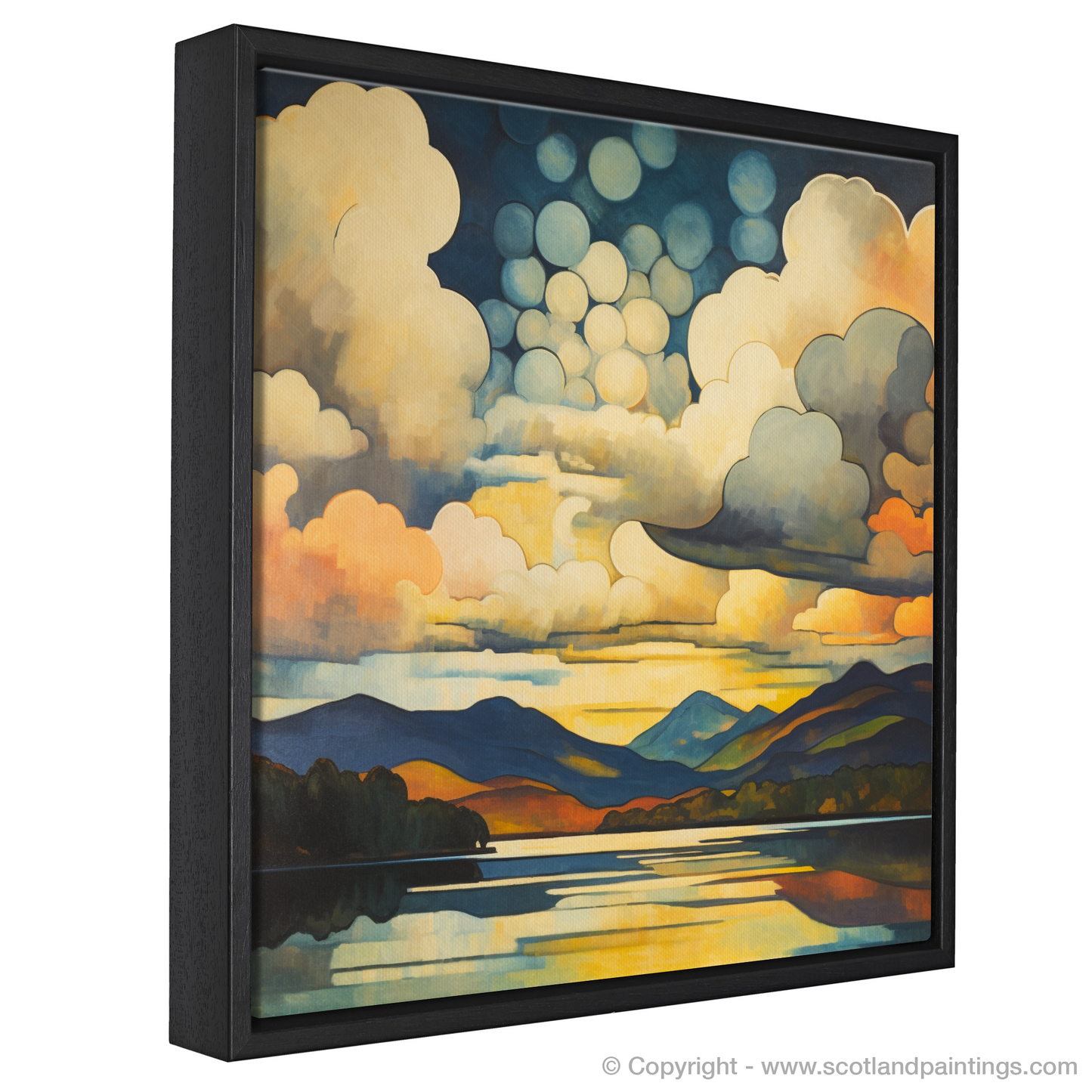 Painting and Art Print of A huge sky above Loch Lomond entitled "Sky Dance over Loch Lomond".